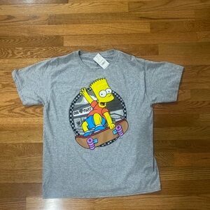 The Simpsons Bart Gray Kids' T-Shirt with Skateboarding Cartoon Graphic youth XL